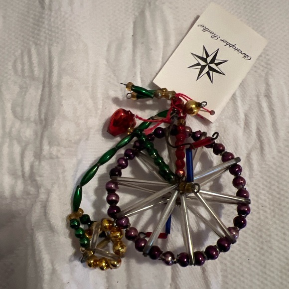 Christopher Radko Unicycle Bicycle Beaded Christmas Ornament Build For One 1998 - Picture 3 of 5